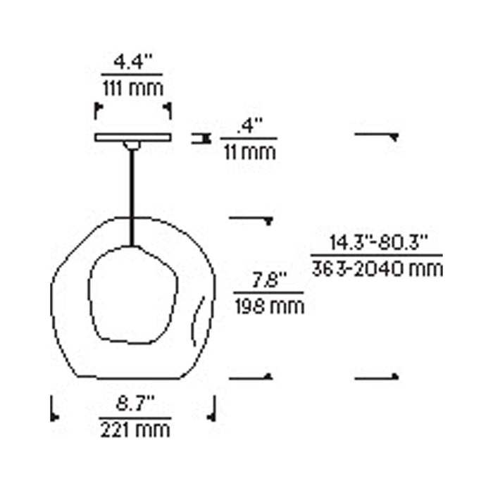 Mini Jasper Low Voltage Pendant Light - line drawing.