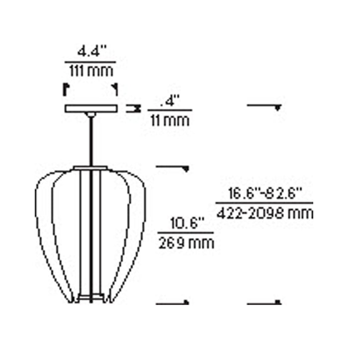 Mini Nyra LED Pendant Light - line drawing.