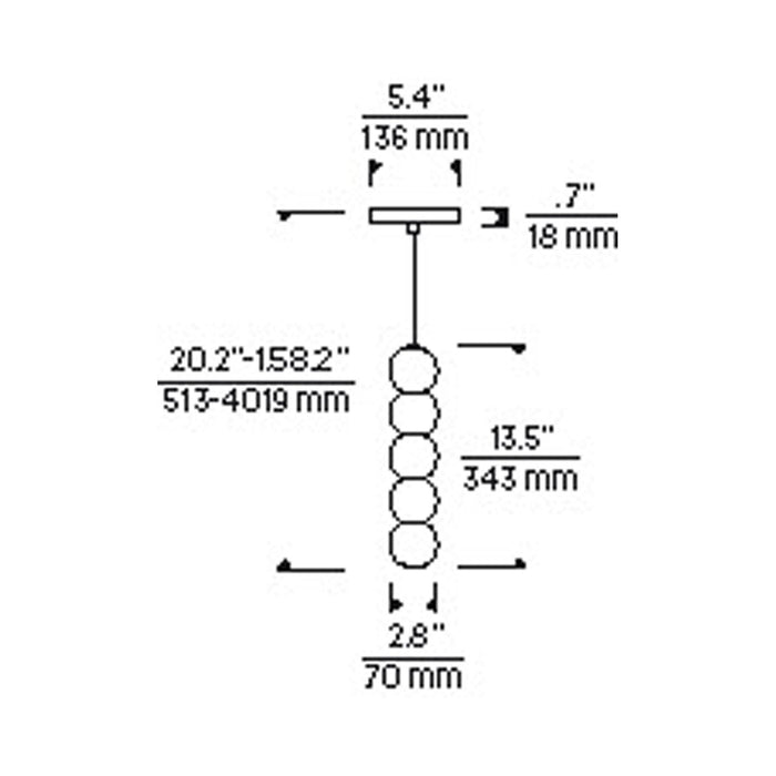 Orbet LED Pendant Light - line drawing.