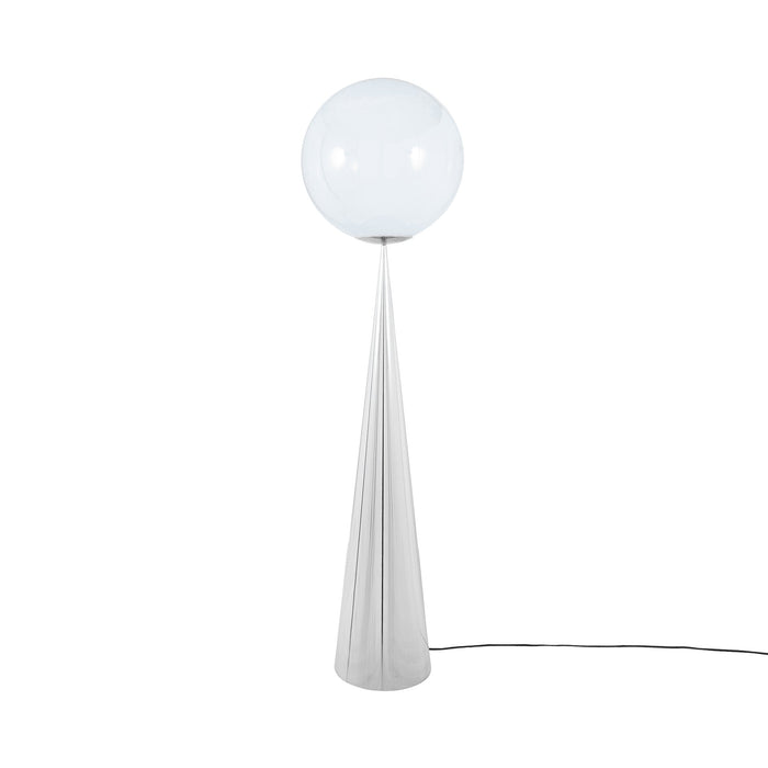 Globe Fat LED Floor Lamp in Opal/Silver.