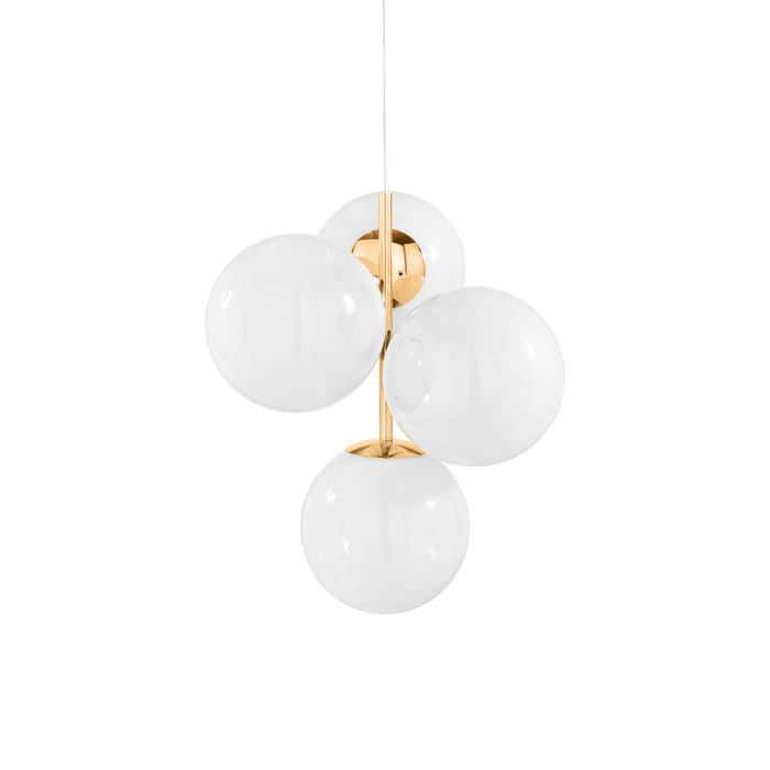 Globe LED Mini Chandelier in Opal/Gold.