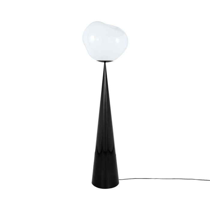 Melt Cone Fat LED Floor Lamp in Opal/Black.