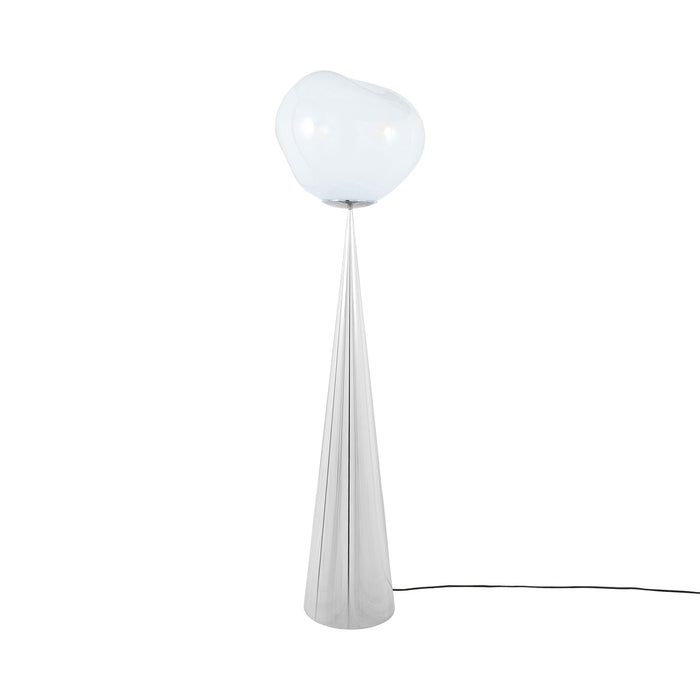 Melt Cone Fat LED Floor Lamp in Opal/Silver.