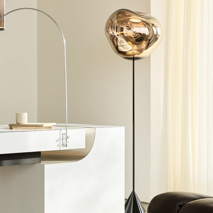 Melt Cone Slim LED Floor Lamp in living room.