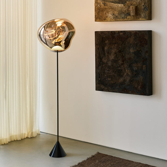 Melt Cone Slim LED Floor Lamp in living room.