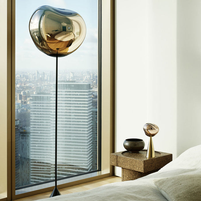 Melt Cone Slim LED Floor Lamp in living room.