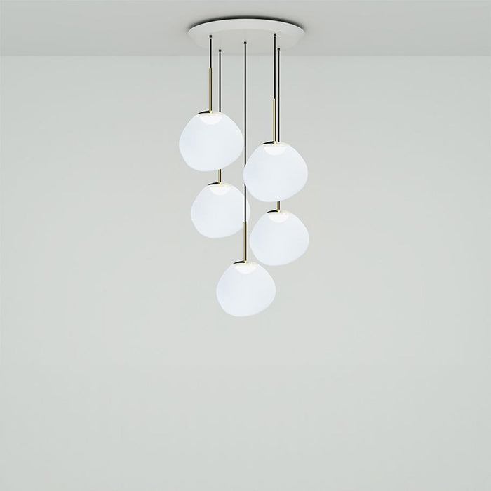 Melt Mini Round LED Pendant Light in Opal/Gold.