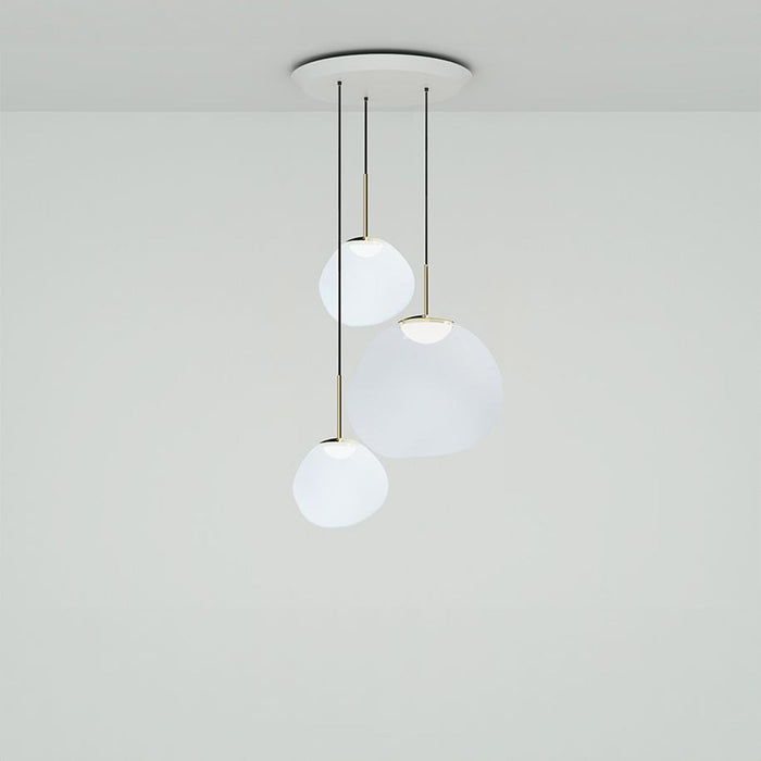 Melt Trio Round LED Pendant Light in Opal/Silver.