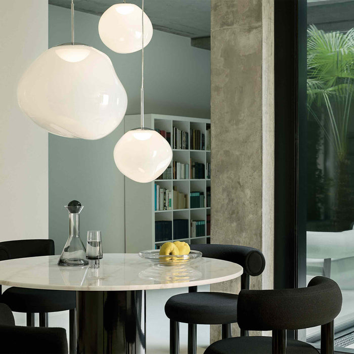 Melt Trio Round LED Pendant Light in living room.