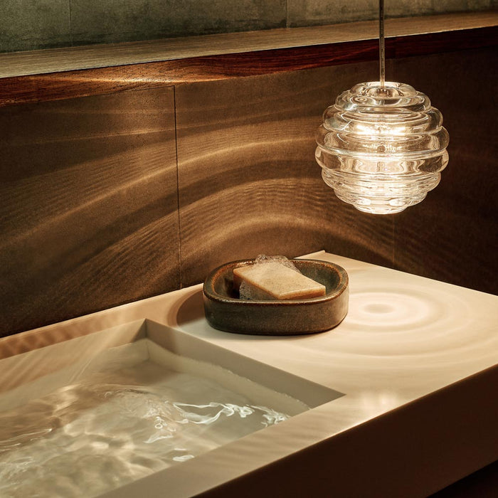 Press Sphere LED Mini Pendant Light in bathroom.