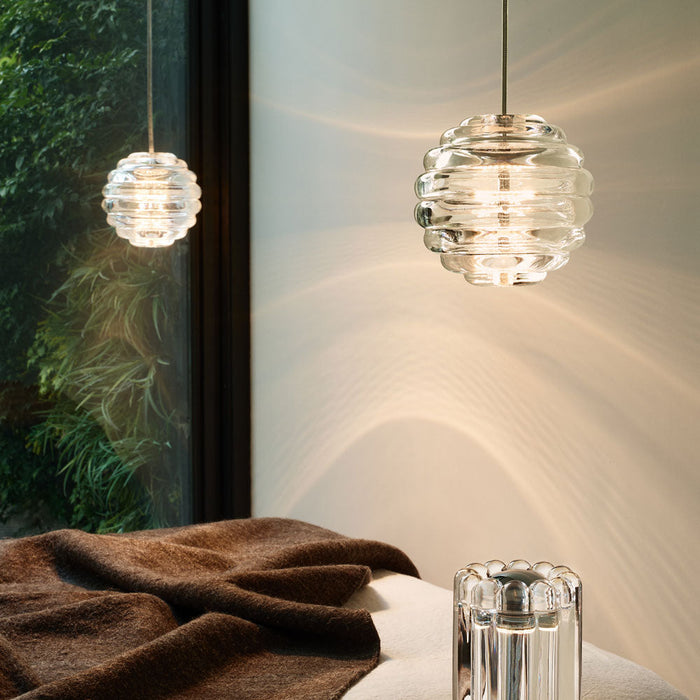 Press Sphere LED Mini Pendant Light in living room.