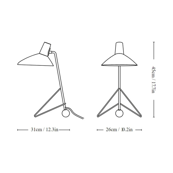 Tripod Table Lamp - line drawing.