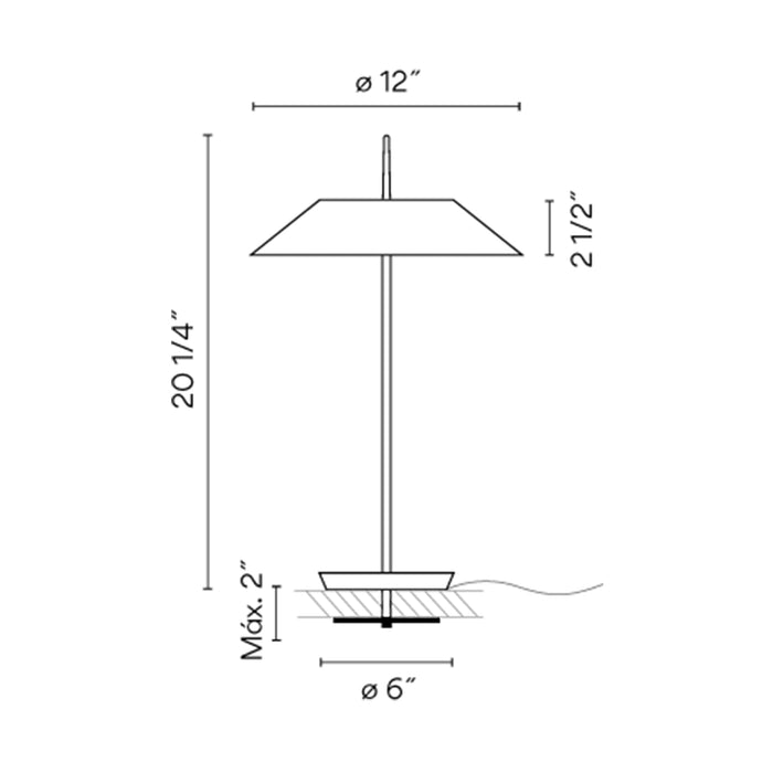 Mayfair LED Table Lamp - line drawing.