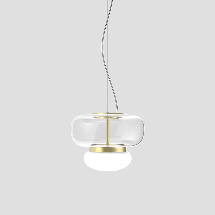 Faro LED Pendant Light in Painted Brass/Crystal White (11-Inch).