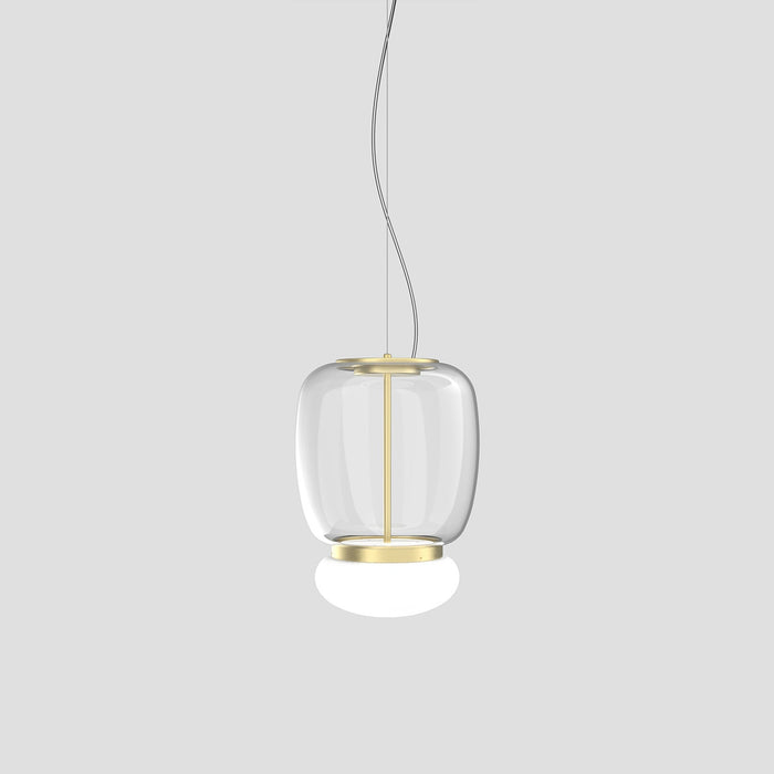Faro LED Pendant Light in Painted Brass/Crystal White (16-Inch).