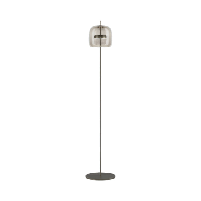 Jube LED Floor Lamp in Matt Black/Smoky Transparent.