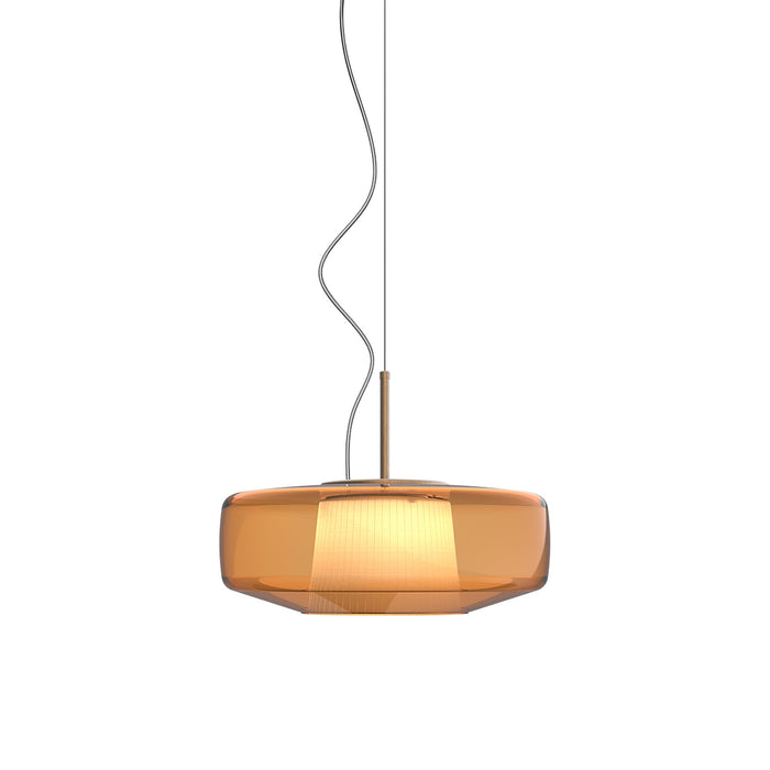 Plisse' LED Pendant Light in Matt Bronze 2/Dark Amber.