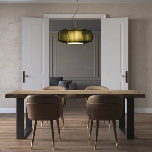 Plisse' LED Pendant Light in dining room.