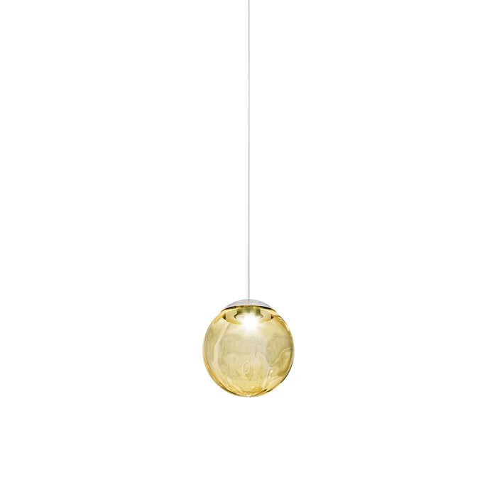 Puppet LED Pendant Light in Glossy Chrome /Amber Transparent (Small).