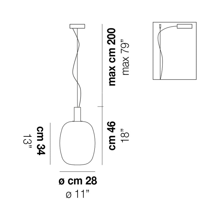 Riflesso LED Pendant Light - line drawing.
