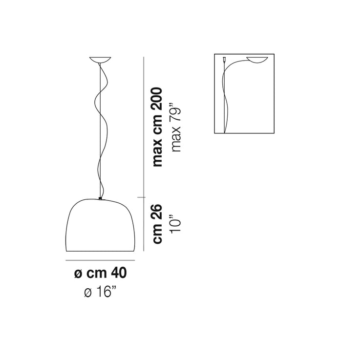 Surface Pendant Light - line drawing.