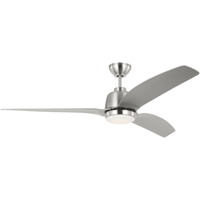 Avila Outdoor LED Ceiling Fan in Brushed Steel (60-Inch).