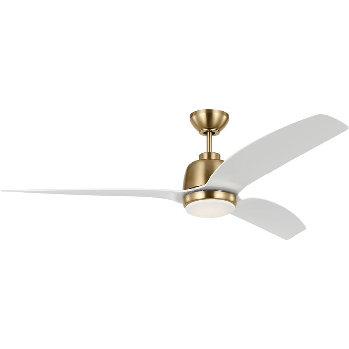 Avila Outdoor LED Ceiling Fan in Satin Brass (60-Inch).