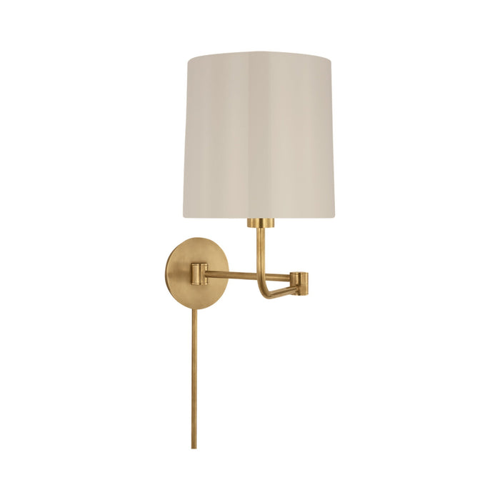 Go Lightly Swing Arm Wall Light in Soft Brass/China White.