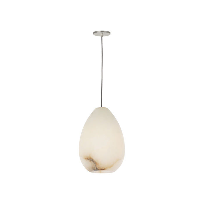 Alina Pendant Light in Polished Nickel/Alabaster (Small).