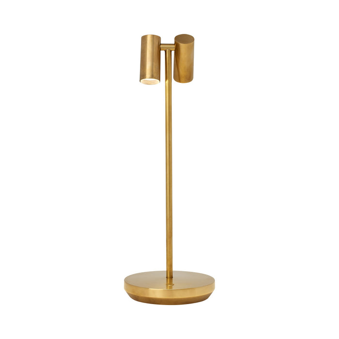 Doppia LED Table Lamp in Natural Brass.