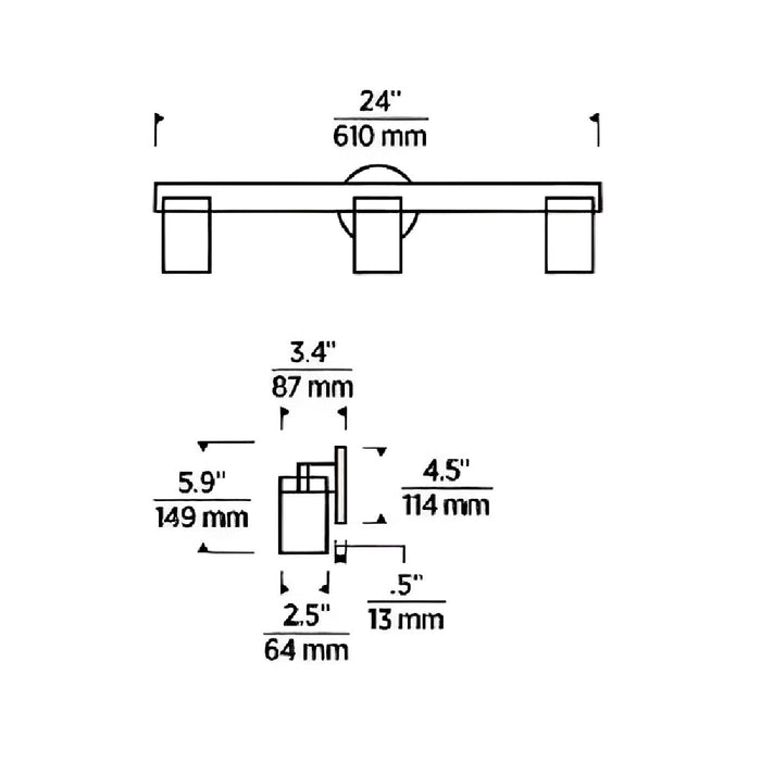 Esfera LED Bath Wall Light - line drawing. 