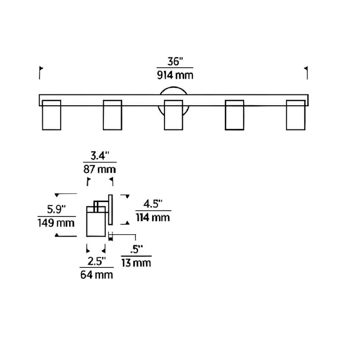 Esfera LED Bath Wall Light - line drawing. 