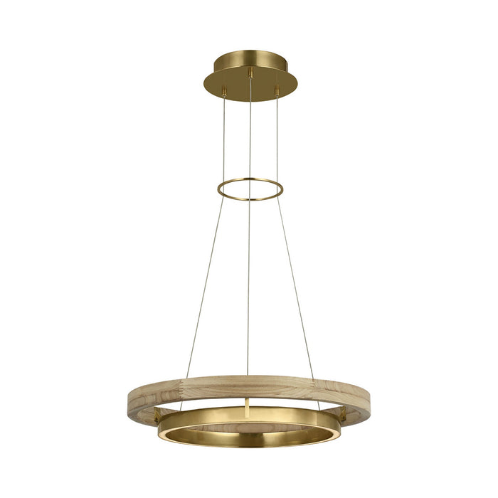 Grace LED Chandelier in Hand Rubbed Antique Brass/Natural Oak (24-Inch).