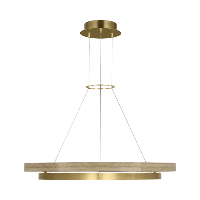 Grace LED Chandelier in Hand Rubbed Antique Brass/Natural Oak (36-Inch).