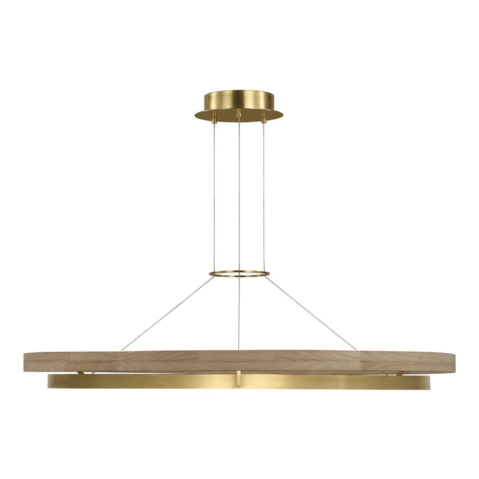 Grace LED Chandelier in Hand Rubbed Antique Brass/Natural Oak (48-Inch).