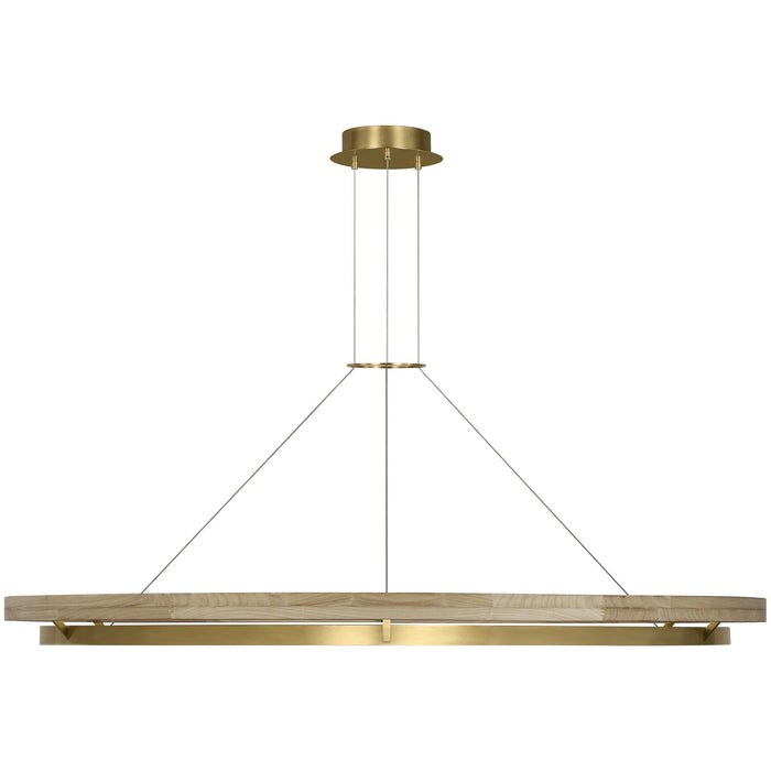 Grace LED Chandelier in Hand Rubbed Antique Brass/Natural Oak (65-Inch).