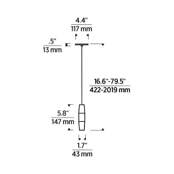 Lassell Mini LED Pendant Light - line drawing.