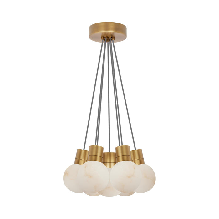 Mina 7-Light LED Chandelier in Hand Rubbed Antique Brass/White Cord.