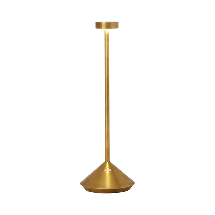 Moneta LED Table Lamp in Natural Brass.