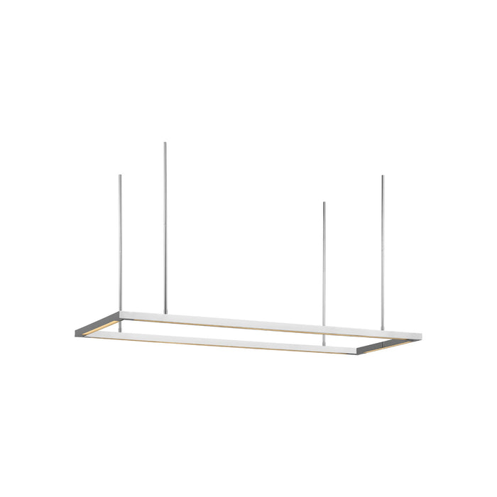 Stagger Halo LED Linear Pendant Light in Polished Stainless Steel (50-Inch/Up).