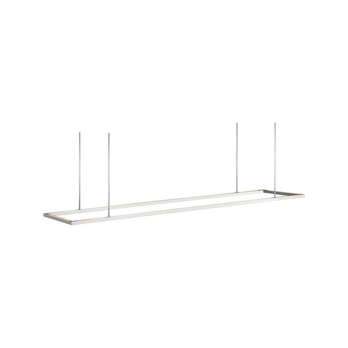 Stagger Halo LED Linear Pendant Light in Polished Stainless Steel (84-Inch/Down).