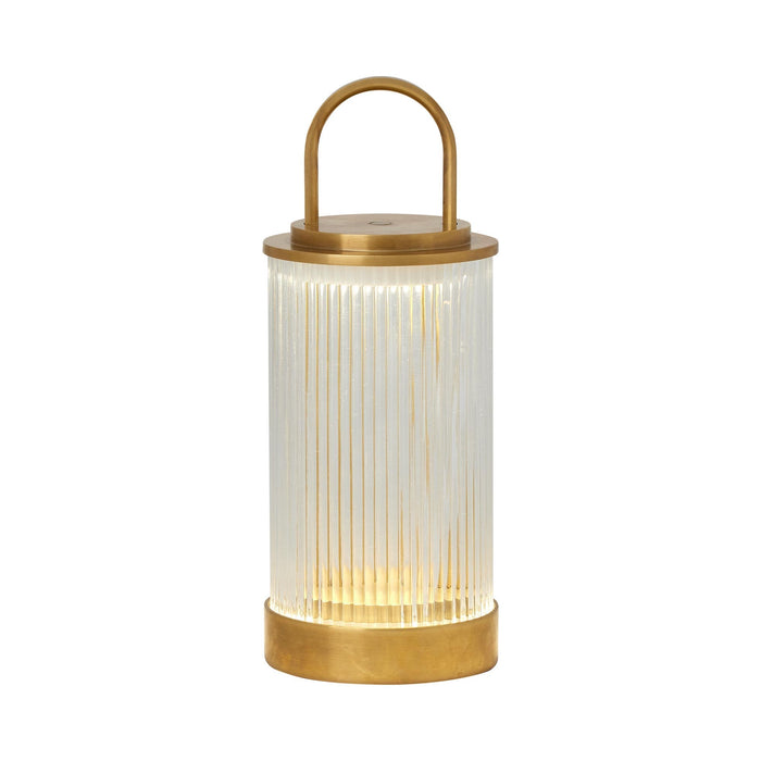 Tawa LED Table Lamp in Natural Brass / Glass.