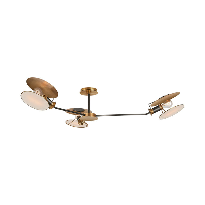 Osiris Asymmetric Semi Flush Mount Ceiling Light in Bronze/Antique Brass (Large).