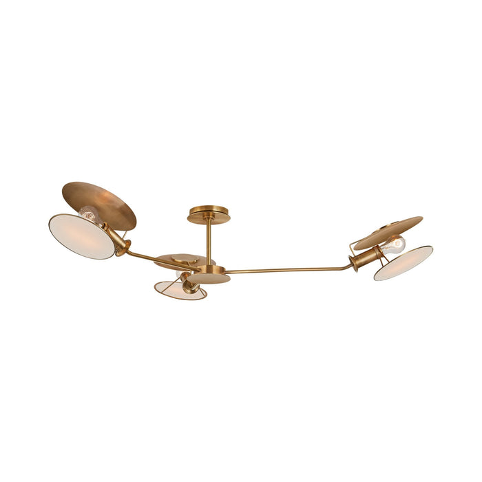 Osiris Asymmetric Semi Flush Mount Ceiling Light in Hand-Rubbed Antique Brass (Large).