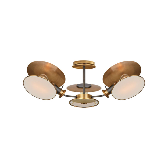 Osiris Asymmetric Semi Flush Mount Ceiling Light in Bronze/Antique Brass (Medium).