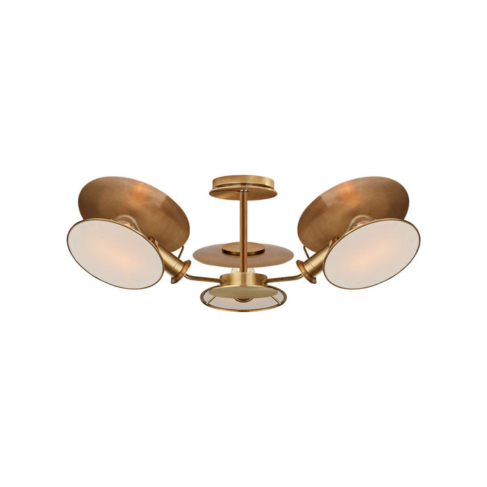 Osiris Asymmetric Semi Flush Mount Ceiling Light in Hand-Rubbed Antique Brass (Medium).