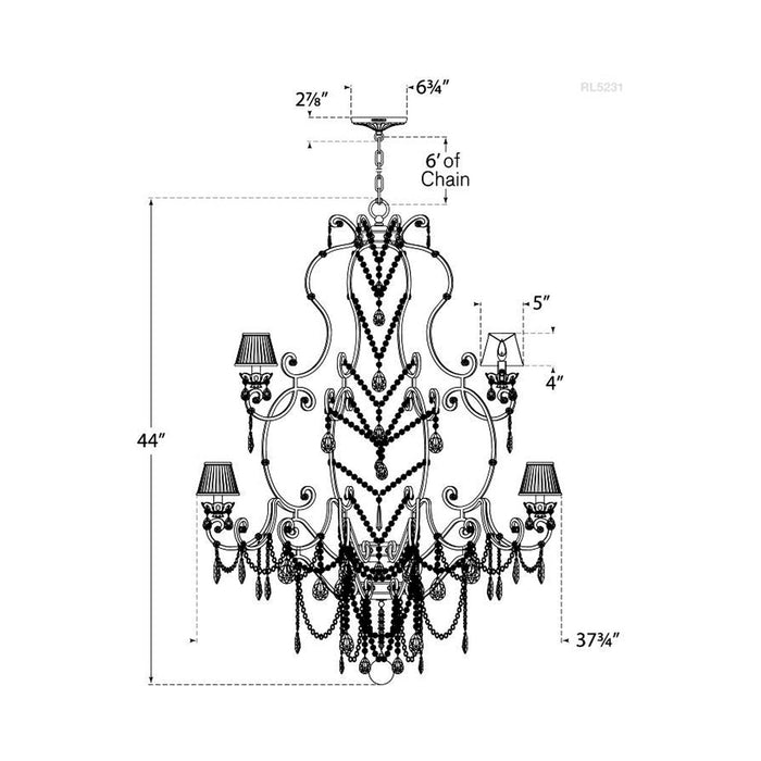 Adrianna Chandelier - line drawing.