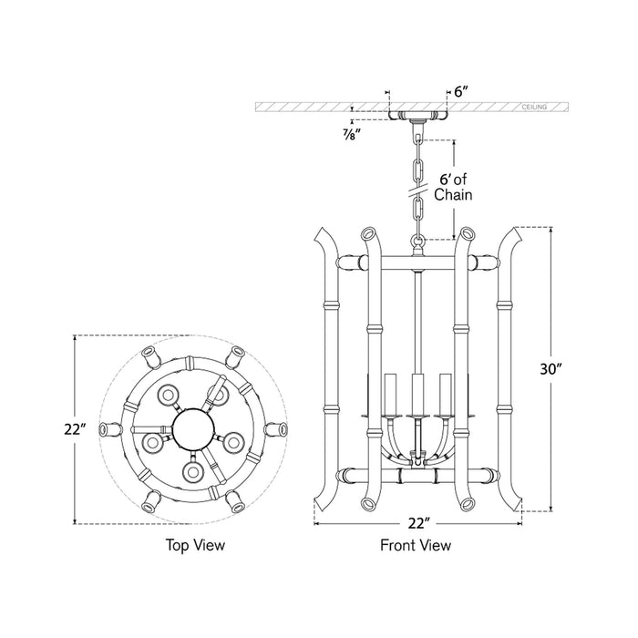 Alana Pendant Light - line drawing.