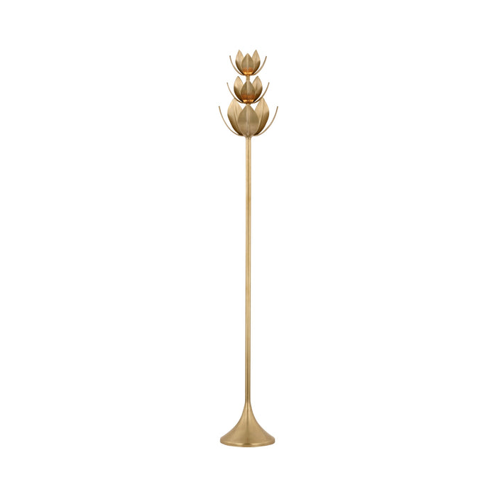 Alberto LED Floor Lamp in Antique-Burnished Brass.