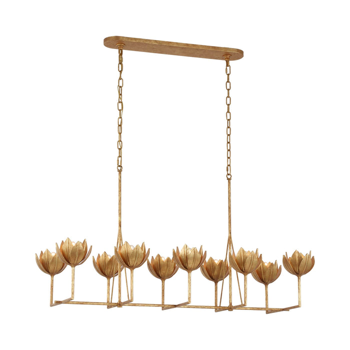 Alberto Linear Chandelier in Antique Gold Leaf.